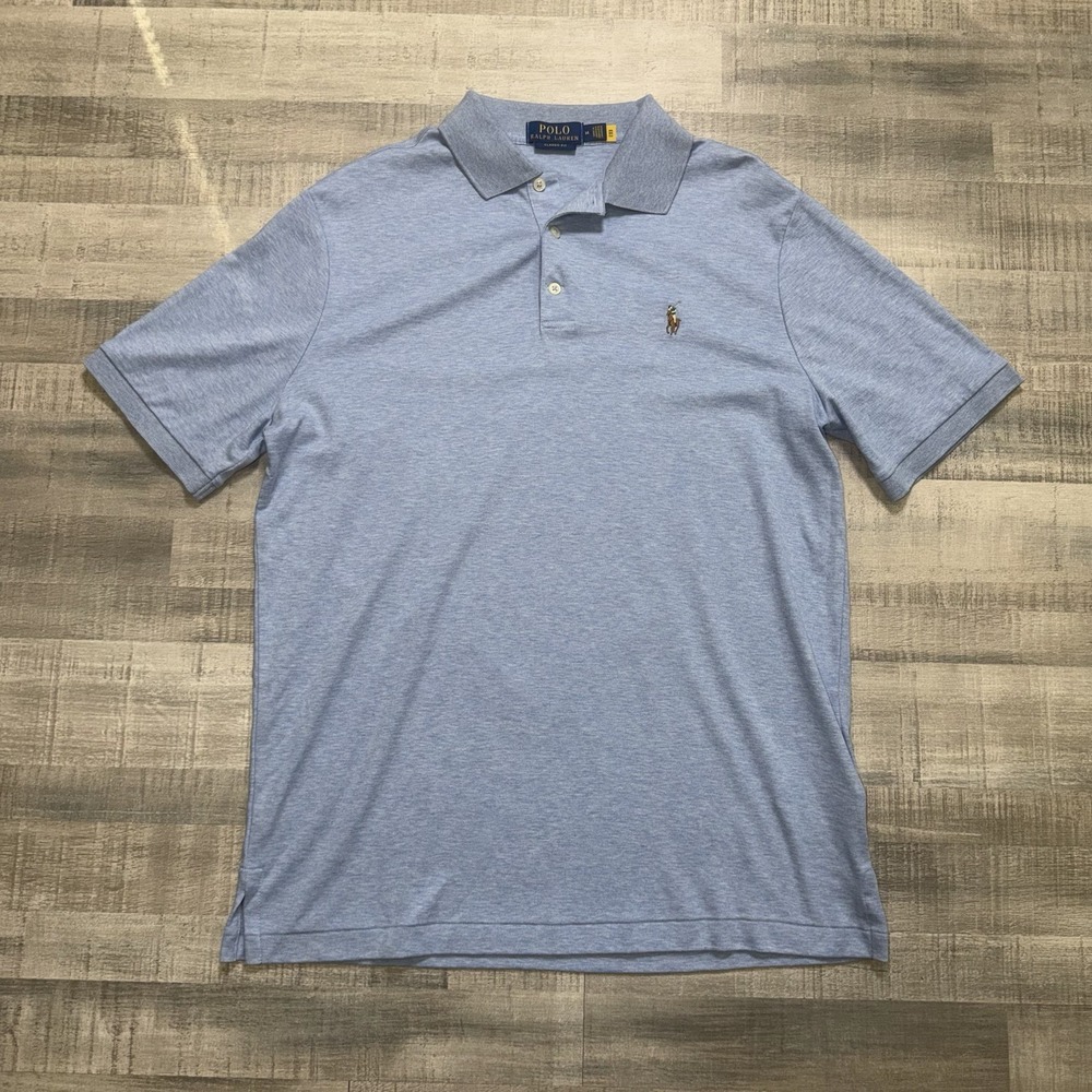 Polo by Ralph Lauren Men's Blue Solid Short Sleeve Collared Polo M Fresh Pony
